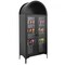 Black Tall MDF Display Cabinet with Adjustable Storage Shelves and Glass Doors for Living Room